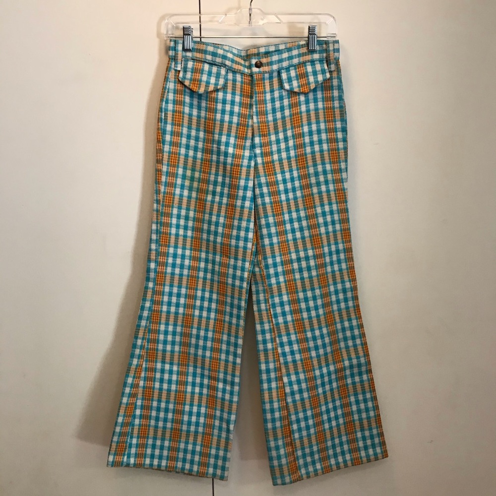 Vintage 70s plaid bell bottom flares